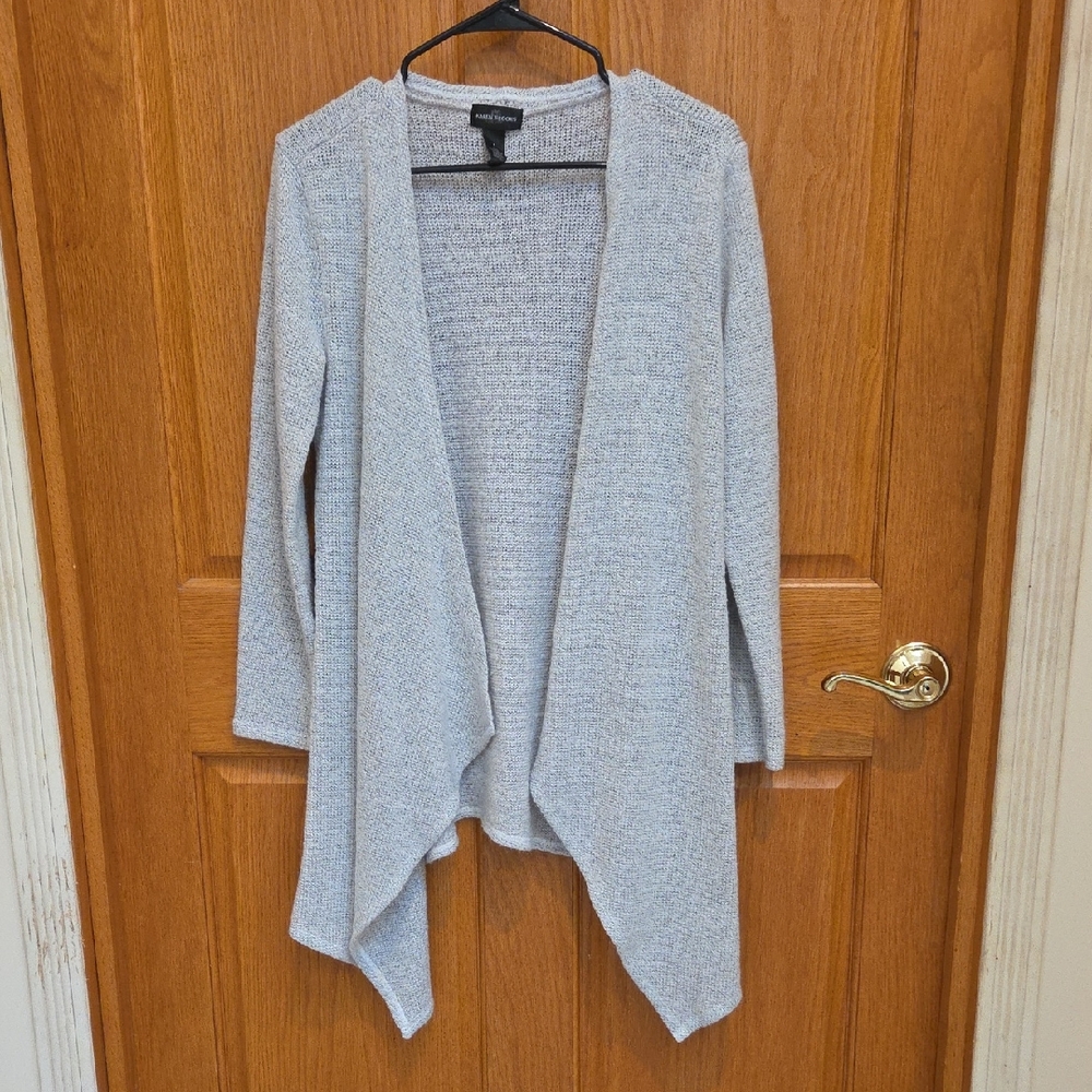 Elegant Heather Gray Open Front Cardigan